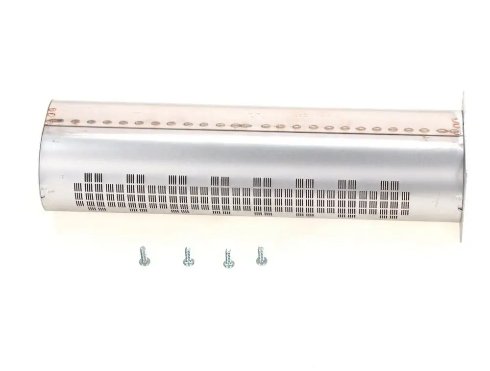 BOSCH Brennerrohr aus Metall mit belüfteter Oberfläche und drei Schrauben zur Befestigung. Das Rohr zeigt eine zylindrische Form für den Einsatz in Heizsystemen.
